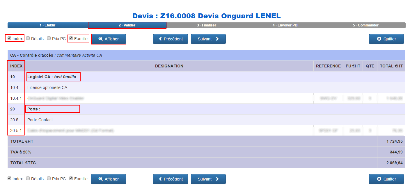  Création de devis statut Valider
